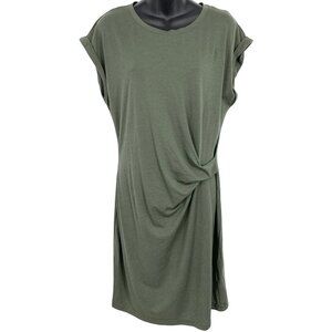 Gap Womens Drape Knot Tee Dress Size Medium M Olive Green Cap Sleeve Scoop New